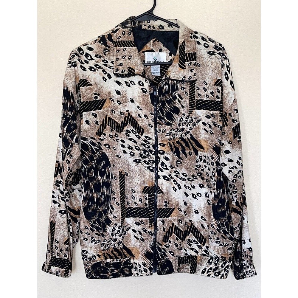 Erin London Size M Jacket Athleasure Stretch Coat Full Zip Animal Print